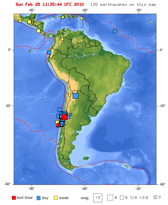 Map Of Chile Earthquake. of the Chile earthquake,