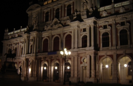 illuminated building in Torino, Italy